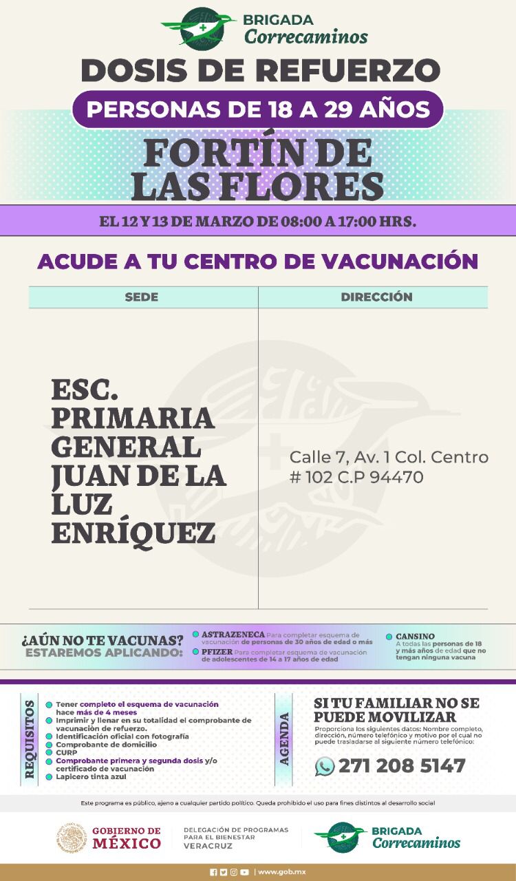 Aplicarán refuerzo contra el Covid-19 para los de 18 años y&nbsp;más