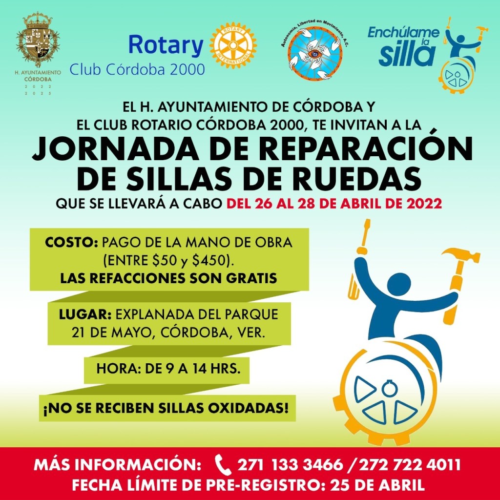 Colabora Ayuntamiento con Club Rotario Córdoba en el programa “Enchúlame la&nbsp;Silla”