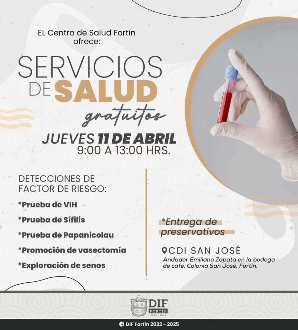 DIF de Fortín invita a la “Detección de Servicios de Salud&nbsp;Gratuitos”