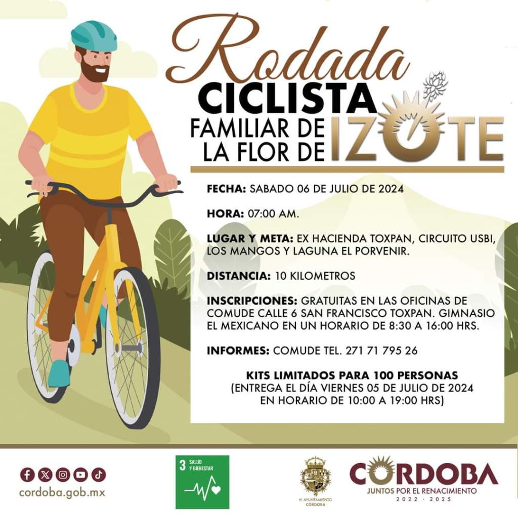 Invitan a rodada ciclista durante el Tercer Festival de la Flor de Izote en&nbsp;Córdoba